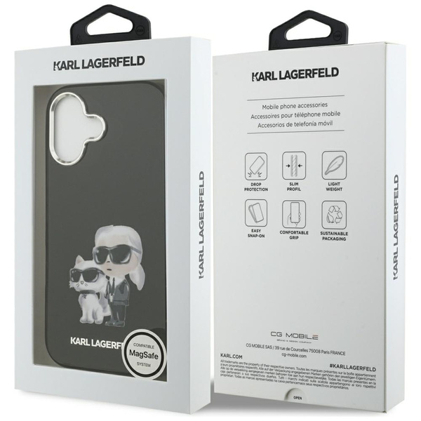 Etui Karl Lagerfeld IML Aquarelle Karl   & Choupette & Logo MagSafe do iPhone 17 czarny