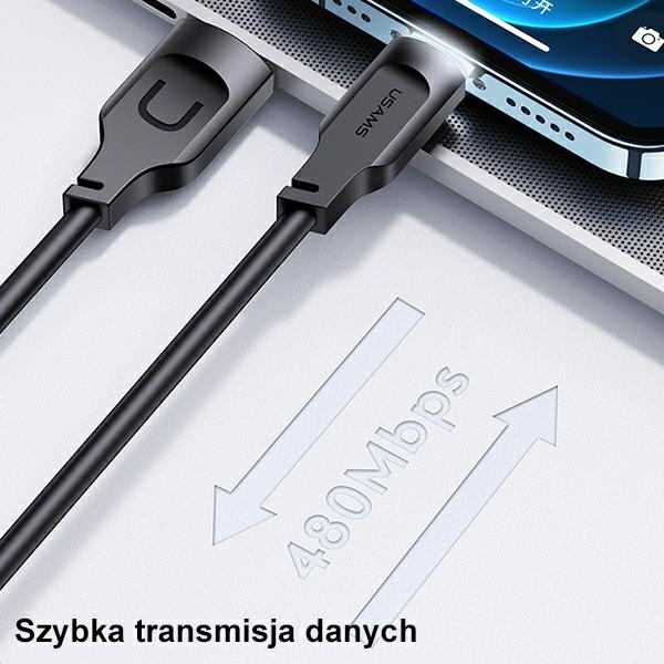 USAMS Kabel lightning  2,4A 1,2m Fast Charging Lithe Series purpurowy/purple SJ565USB03 (US-SJ565)