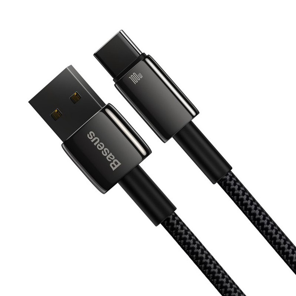 Baseus Tungsten Gold kabel USB-A - USB-C 480Mb/s 100W 1m czarny (CAWJ000001)