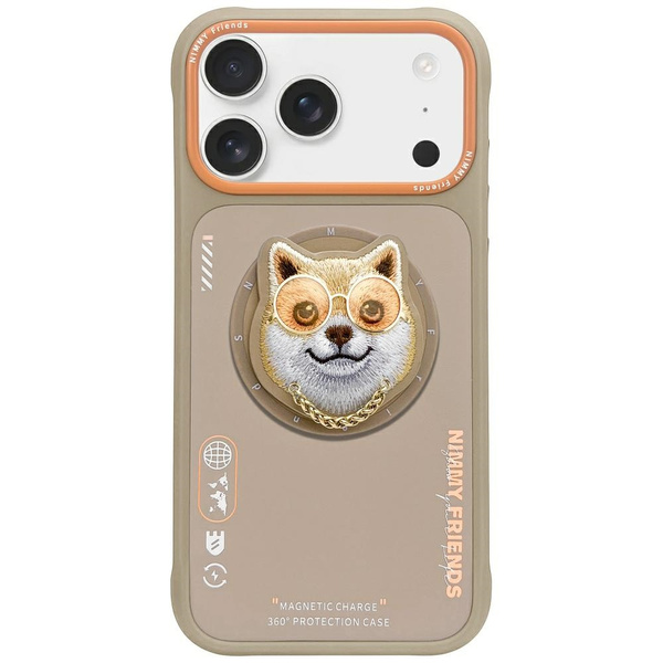 Etui Nimmy Glasses Cool Dog MagSafe do iPhone 17 Pro Max beżowy