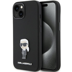 Etui Karl Lagerfeld Silicone Ikonik Metal Pin na iPhone 15 - czarne