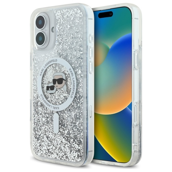 Karl Lagerfeld KLHMP16MLGKCSGH iPhone 16 Plus 6.7" hardcase transparent Liquid Glitter Karl&Choupette Head Magsafe