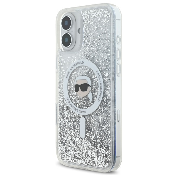 Karl Lagerfeld KLHMP16MLGKISGH iPhone 16  Plus 6.7" hardcase transparent Liquid Glitter Karl Head Magsafe