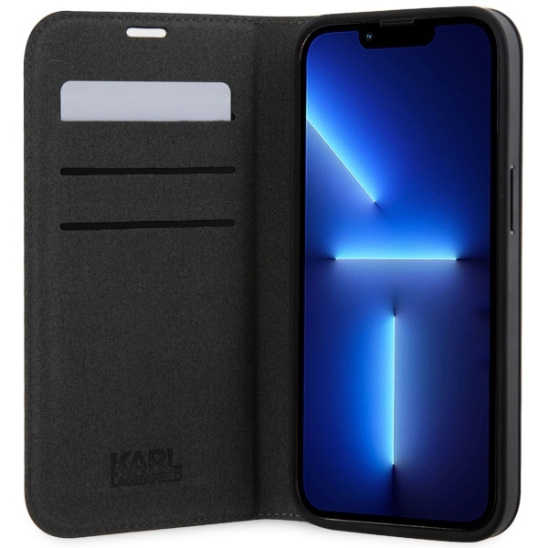 Karl Lagerfeld KLBKP14XSANKCPG iPhone 14 Pro Max 6.7" bookcase silver/silver Saffiano Karl &amp; Choupette