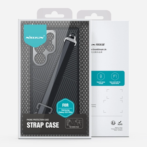 Nillkin Strap Case etui do Samsung Galaxy S23 Ultra pancerny pokrowiec z paskiem na rękę zielone