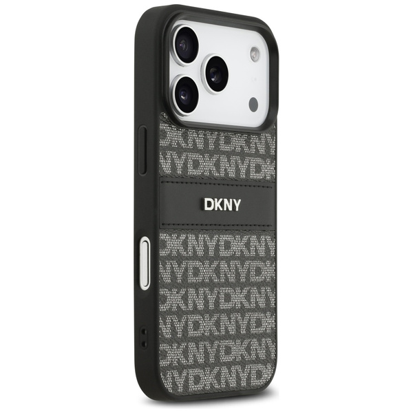 Etui DKNY Repeat Texture Pattern with    Tonal Stripe do iPhone 17 Pro czarny