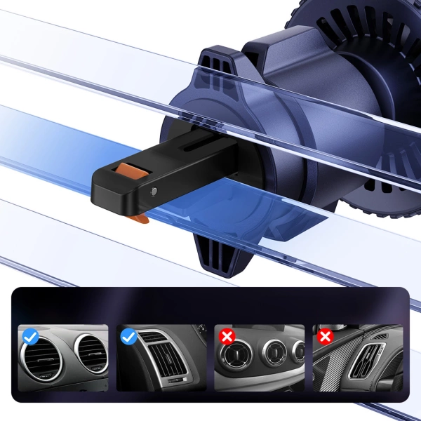 Baseus MagPro BS-CW04 Car Holder with Qi2.0 15W Inductive Charger for Air Vent - Black