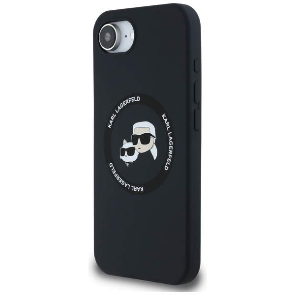 Etui Karl Lagerfeld Liquid Silicone Karl & Choupette Heads z MagSafe na iPhone 16e - czarne