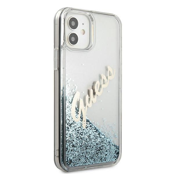Guess GUHCP12SGLVSBL iPhone 12 mini5,4" niebieski/blue hardcase Glitter Vintage Script