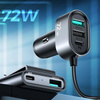 Joyroom ładowarka samochodowa 2xPD + 2xQC3.0 72W 1,5m czarna (JR-CL05)