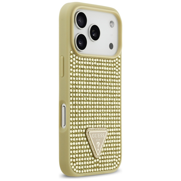 Etui Guess Rhinestone Triangle Logo do   iPhone 17 Pro złoty