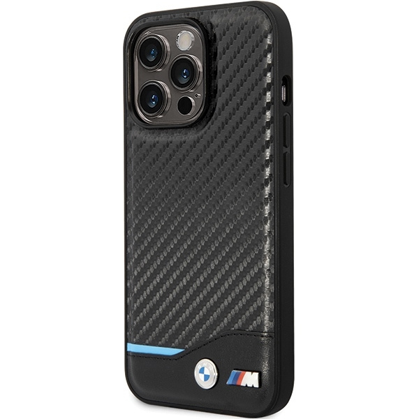 Etui BMW Leather Carbon na iPhone 13 Pro / iPhone 13 - czarne