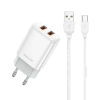 JELLICO wall charger EU02 2.4A 12W 2xUSB + cable USB-C White