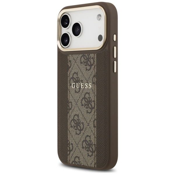Etui Guess 4G Stripe MagSafe do iPhone   17 Pro Max brązowy