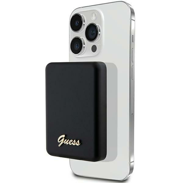 Guess Powerbank indukcyjny 5WGUPBM3ALGSGK 3000mAh czarny/black MagSafe Metal Script Logo