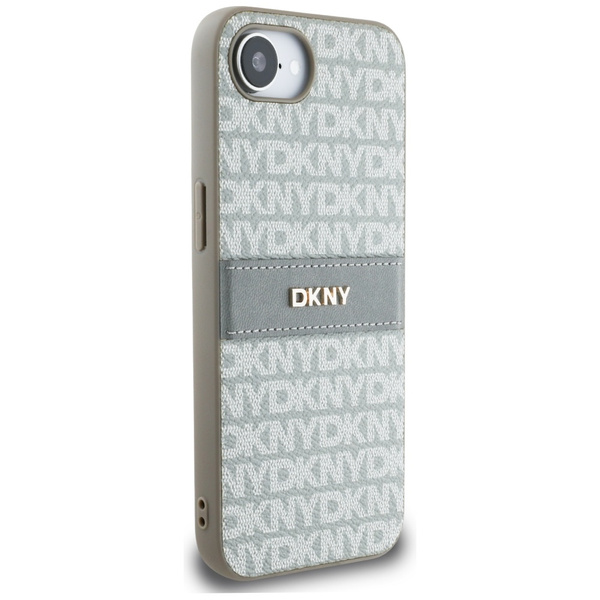 Etui DKNY Repeat Texture Pattern with    Tonal Stripe do iPhone 16e beżowy