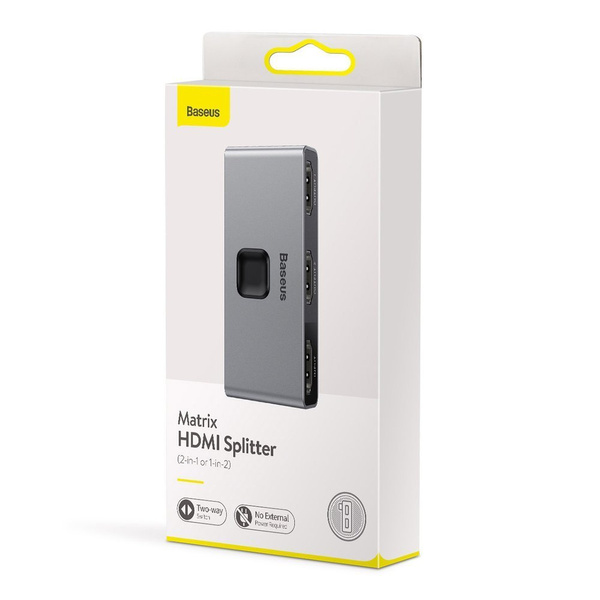 Baseus bidirectional switch splitter switcher HDMI - 2x HDMI 4K / 30 Hz gray (CAHUB-BC0G)