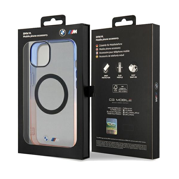 Etui BMW Gradient Bumper MagSafe na iPhone 15 Plus / 14 Plus - szare