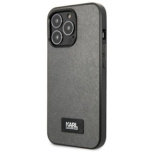 KARL LAGERFELD KLHCP13XSFMP2DG IPHONE 13 PRO MAX 6,7" HARDCASE SREBRNY/SILVER SAFFIANO PLAQUE