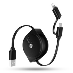 USAMS Kabel zwijany U1 2w1 1m czarny/black (lightning/microUSB) SJ192USB01 (US-SJ192)