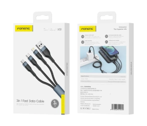 FONENG kabel X51 3w1 3A 1.2M Czarny