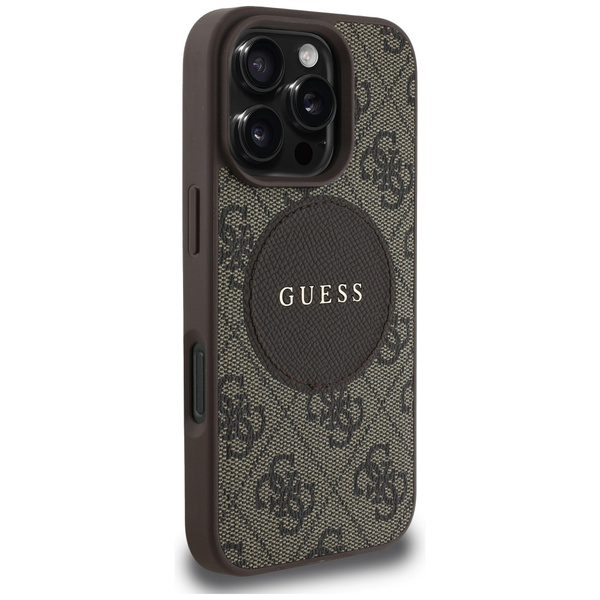 Etui Guess 4G Circle Classic Logo        MagSafe do iPhone 16 Pro brązowy