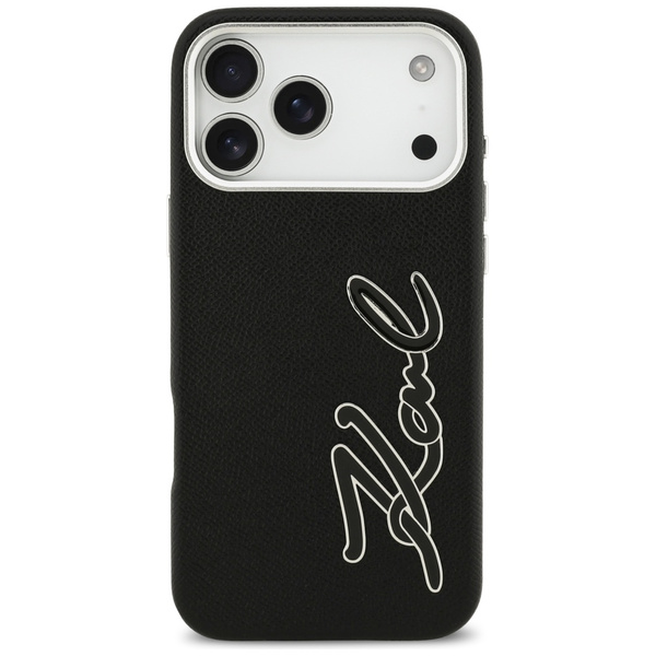 Etui Karl Lagerfeld FW Grained Signature Logo do iPhone 17 Pro Max czarny