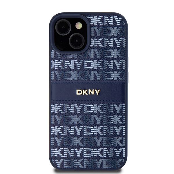 DKNY DKHCP15SPRTHSLB iPhone 15 / 14 / 136.1" niebieski/blue hardcase Leather Mono Stripe & Metal Logo