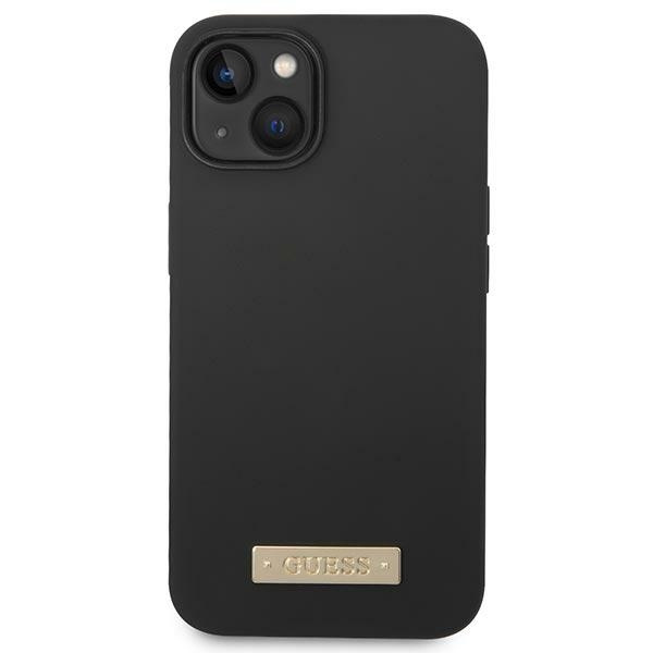 Guess GUHMP14MSBPLK iPhone 14 Plus/ 15 Plus 6.7" czarny/black hard case Silicone Logo Plate MagSafe
