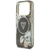 Etui Guess IML Glitter Flowers Triangle  MagSafe do iPhone 17 Pro Max czarny