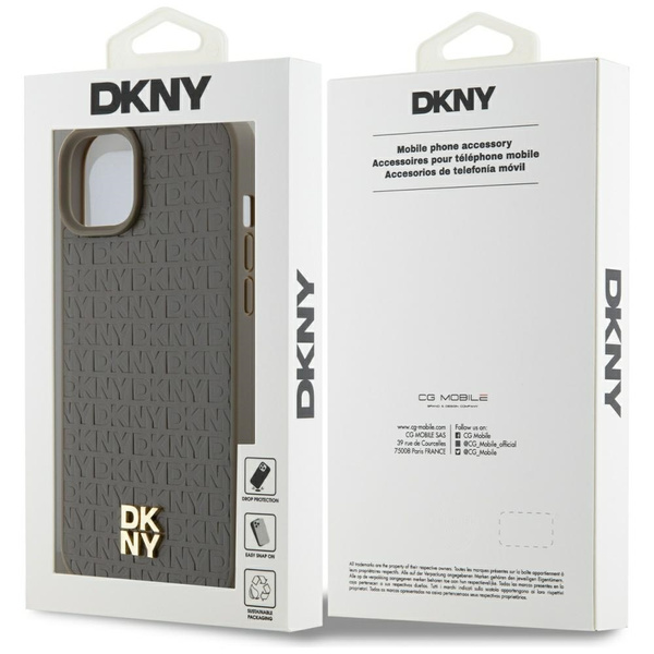 DKNY DKHMP15MPSHRPSW iPhone 15 Plus /14 Plus 6.7" brązowy/brown hardcase Leather Pattern Metal Logo MagSafe