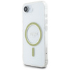 Etui Guess IML Glitter Circle MagSafe do iPhone 16e przezroczysty