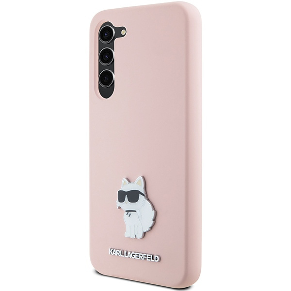 Karl Lagerfeld Silicone Choupette Metal Pin case for Samsung Galaxy S23 - pink