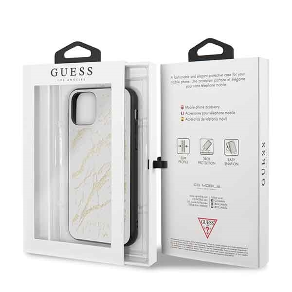 Guess GUHCN58MGGWH iPhone 11 Probiały/white hard case Glitter Marble Glass
