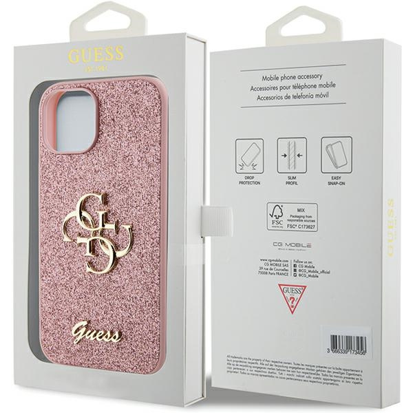 Guess GUHCP15SHG4SGP iPhone 15 / 14 / 13 6.1" różowy/pink hardcase Glitter Script Big 4G