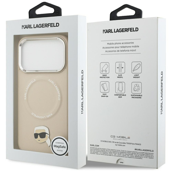 Etui Karl Lagerfeld Karl Pin MagSafe do  iPhone 17 Pro Max beżowy