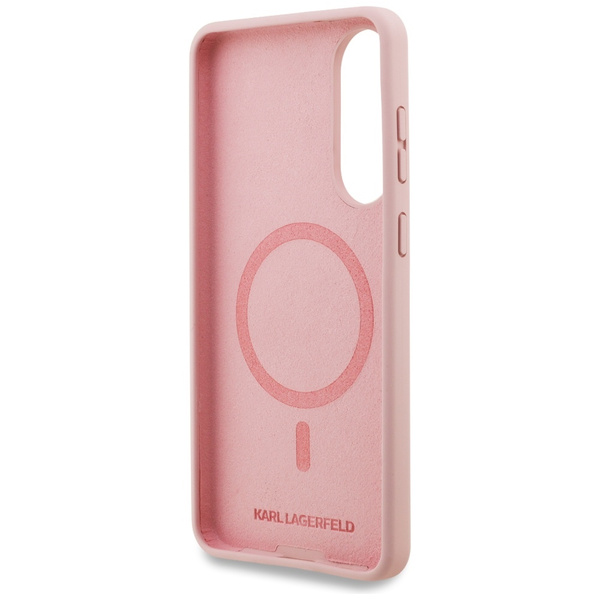 Etui Karl Lagerfeld Silicone Double      Heads And Circle MagSafe do Samsung Galaxy S25 Edge różowy