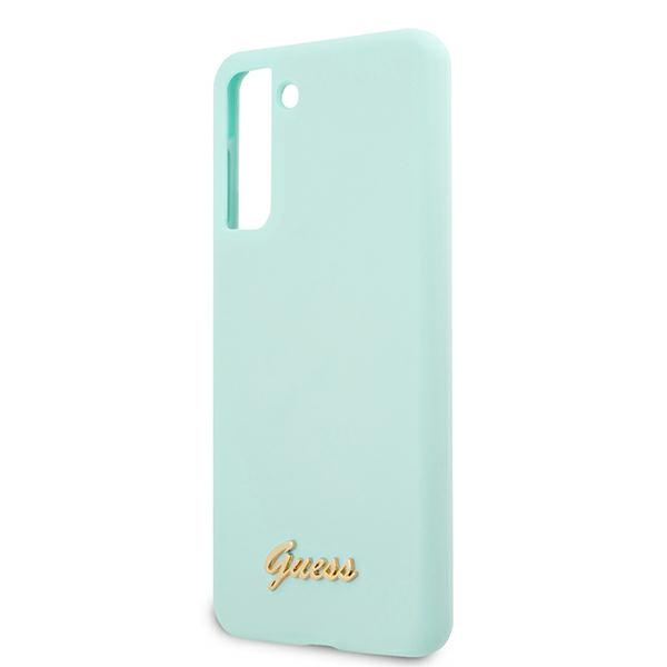Guess GUHCS21MLSLMGLB S21+ G996niebieski/blue hardcase Silicone Script Metal Logo