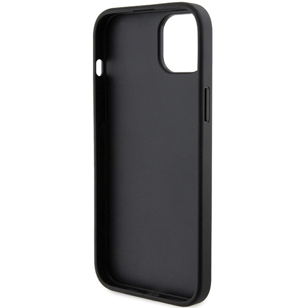 Karl Lagerfeld Saffiano Cardslot Karl&amp;Choupette Metal Pin case for iPhone 15 - black