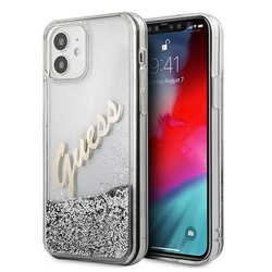 Guess GUHCP12SGLVSSI iPhone 12 mini5,4" srebrny/silver hardcase Glitter Vintage Script