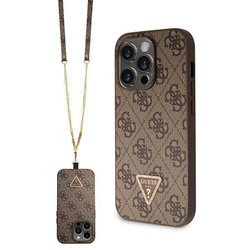 Guess GUHCP14LP4TDSCPW iPhone 14 Pro6.1" brązowy/brown hardcase Crossbody 4G Metal Logo