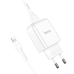 Ładowarka sieciowa do telefonu Hoco USB A 2A 10W + kabel USB A do Lightning N2 biała