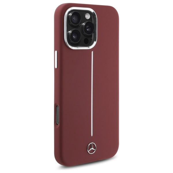 Mercedes MEHMP16X23SUMSR iPhone 16 Pro    Max 6.9" czerwony/red hardcase Silicone White Stripe MagSafe