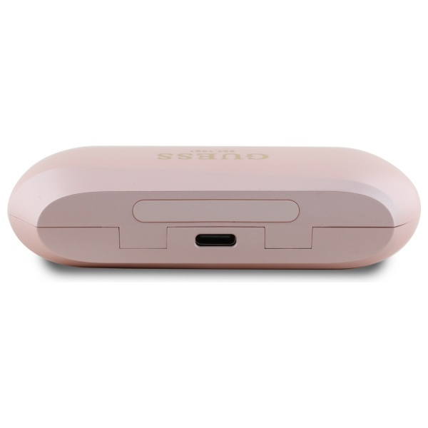 Guess słuchawki Bluetooth GUTWSC2MCDSP   TWS + stacja dokująca różowy/pink Elongated Metalic Printed Logo