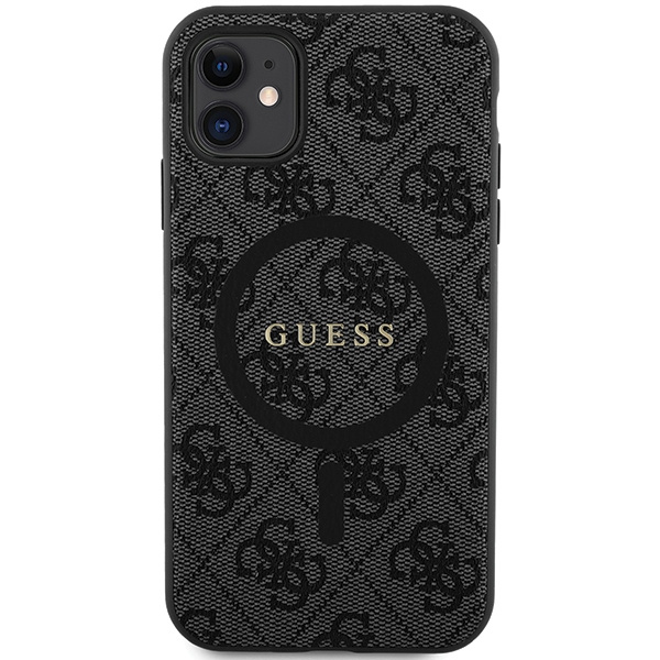 GUESS GUHMN61G4GFRK IPHONE 11 6.1 " / XR BLACK / BLACK HARDCASE 4G COLLECTION LEATHER METAL LOGO MAGSAFE