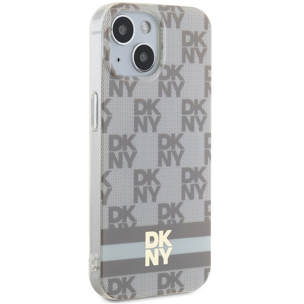 DKNY DKHMP15MHCPTSE iPhone 15 Plus /14 Plus 6.7" beżowy/beige hardcase IML Checkered Mono Pattern & Printed Stripes MagSafe