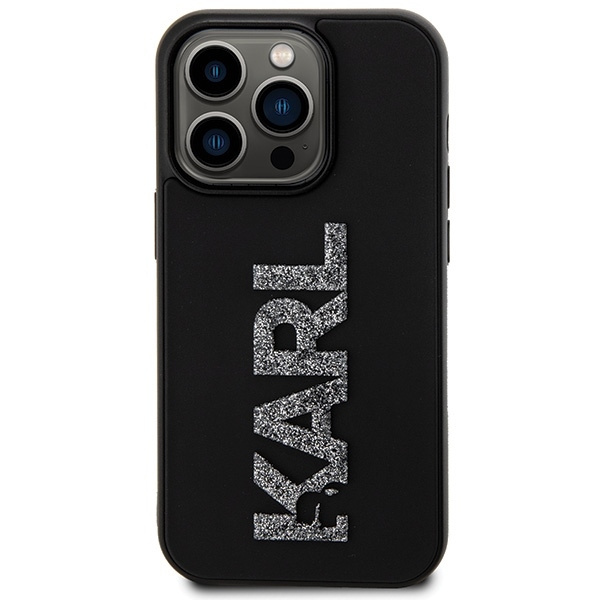 KARL LAGERFELD KLHCP15X3DMBKCK IPHONE 15 PRO MAX 6.7" CZARNY/BLACK HARDCASE 3D RUBBER GLITTER LOGO