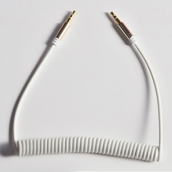 DUDAO LONG STRETCHABLE CABLE AUX MINI JACK 3.5MM SPRING 150CM WHITE (L12 WHITE)