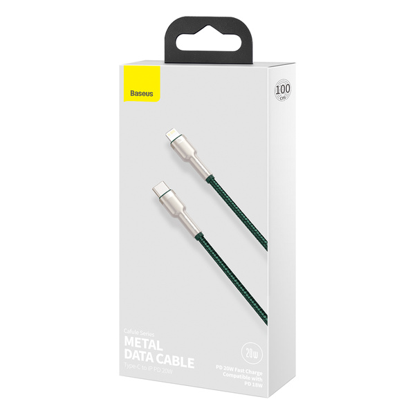 Baseus kabel Cafule Metal PD USB-C - Lightning 1,0 m zielony 20W