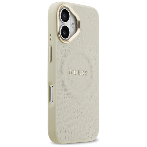 Etui Guess Peony Hot Stamp MagSafe do    iPhone 17 beżowy
